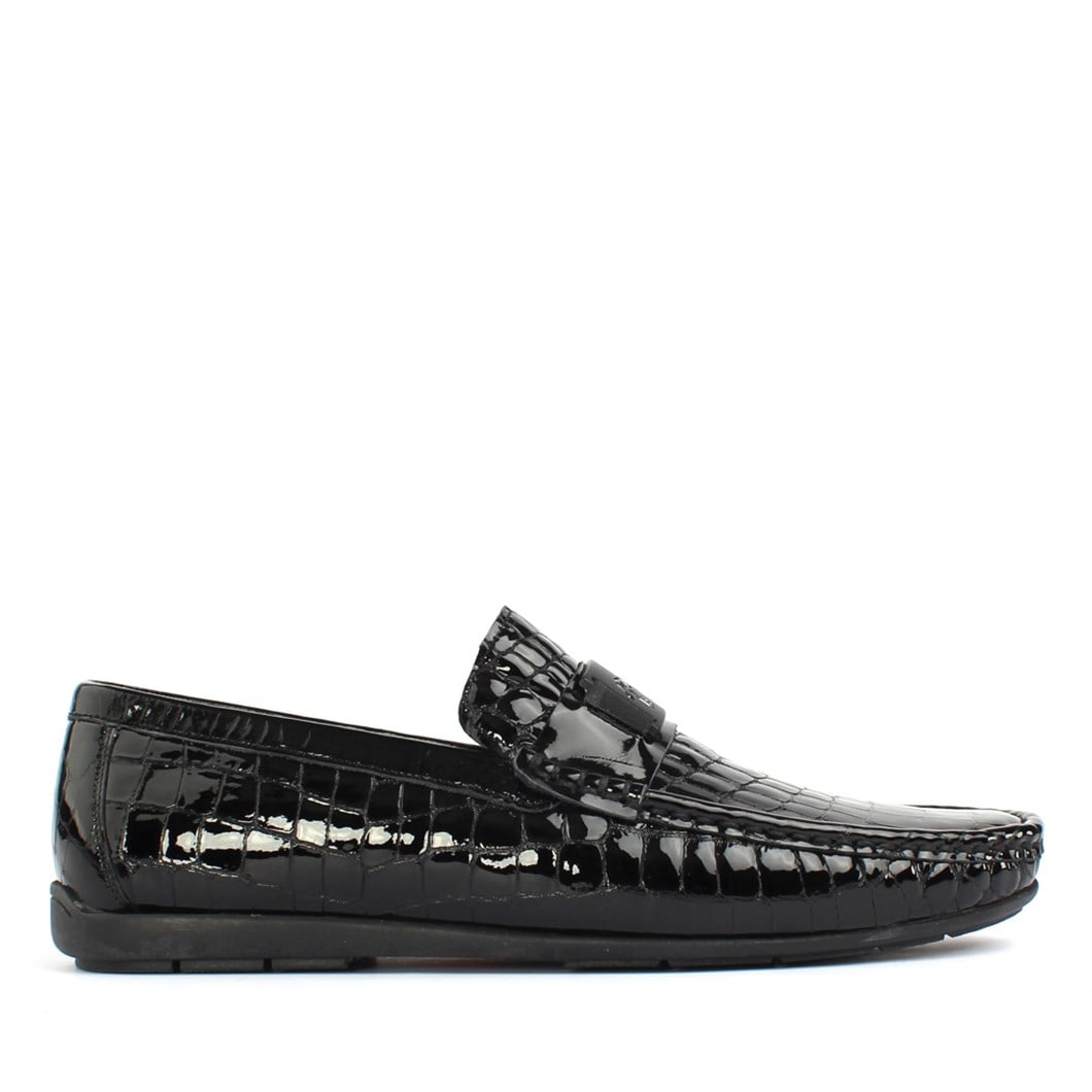 Erkek Siyah Kroko Rugan Deri Loafer