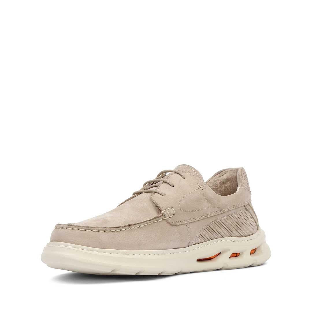 Erkek Bej Bağcıklı Kalın Tabanlı Nubuk Deri Sneaker