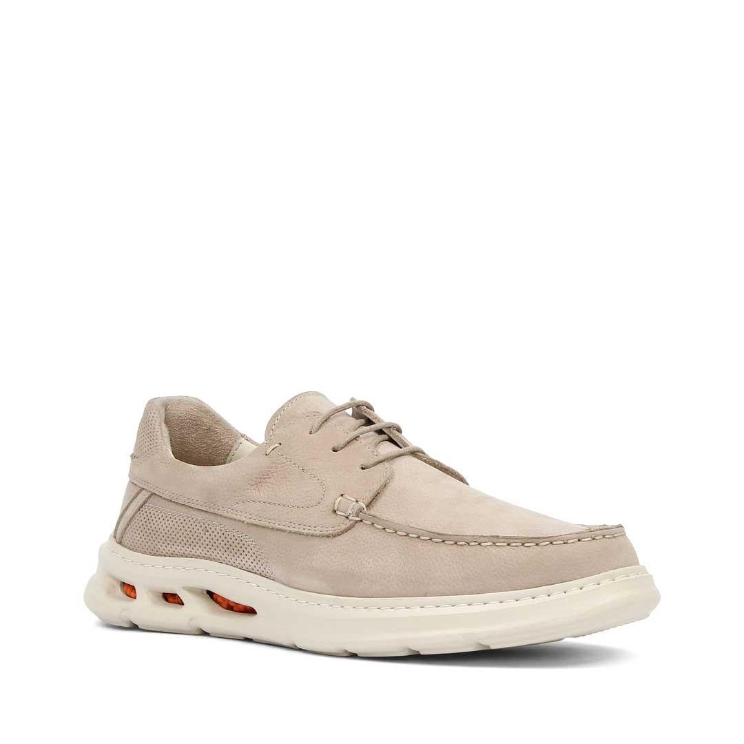 Erkek Bej Bağcıklı Kalın Tabanlı Nubuk Deri Sneaker