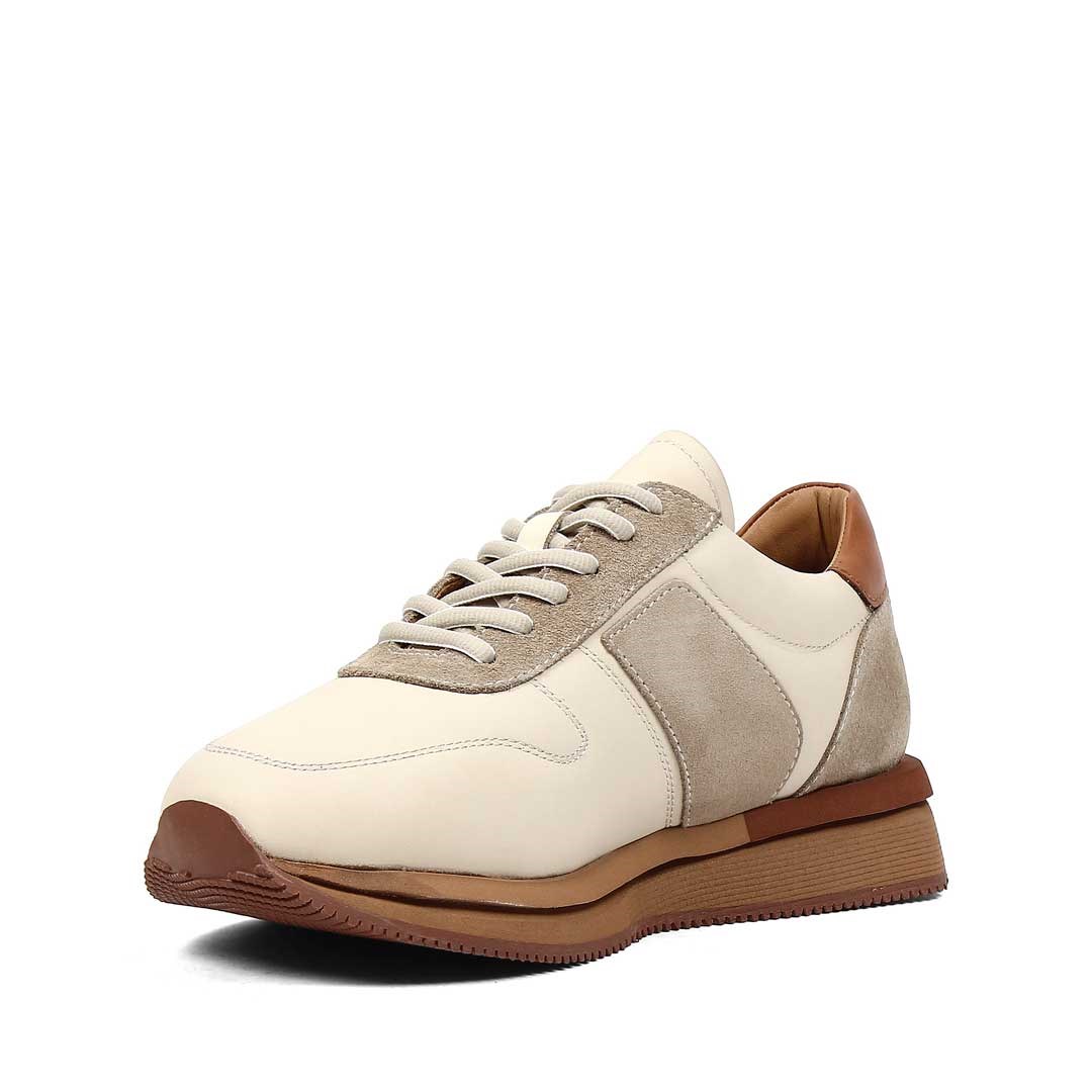 Erkek Bej Bağcıklı Kalın Tabanlı Sneaker