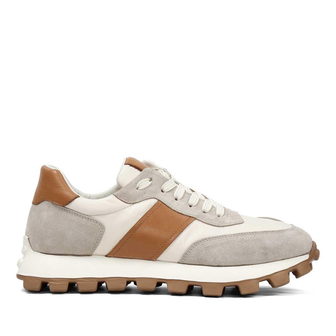 Erkek Bej Bağcıklı Kalın Tabanlı Süet Deri Sneaker