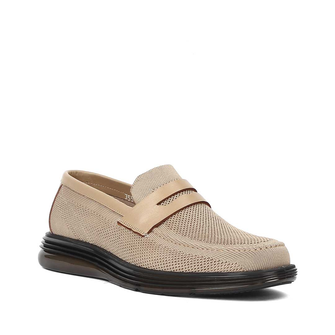 Erkek Bej Deri Loafer