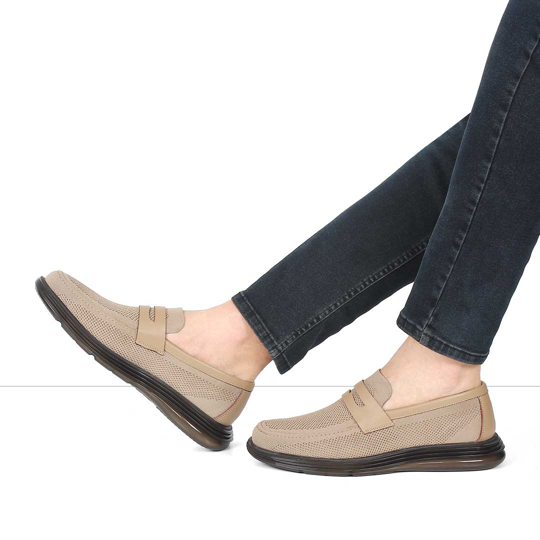 Erkek Bej Deri Loafer