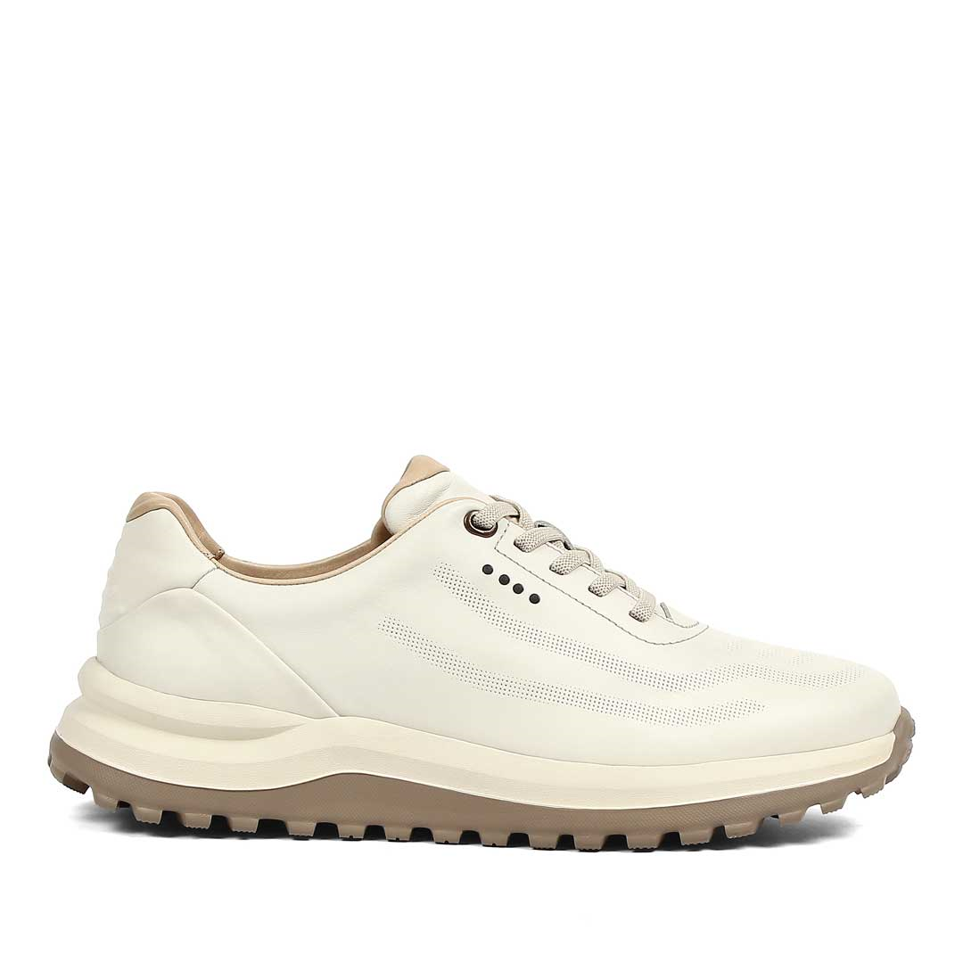 Erkek Bej Kalın Tabanlı Deri Sneaker