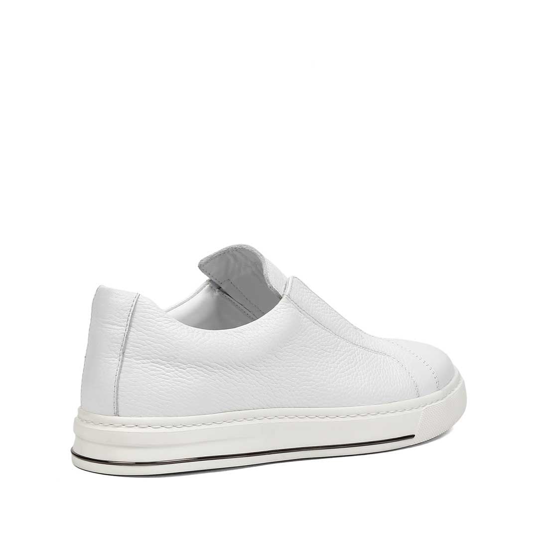 Erkek Beyaz Kalın Tabanlı Deri Sneaker