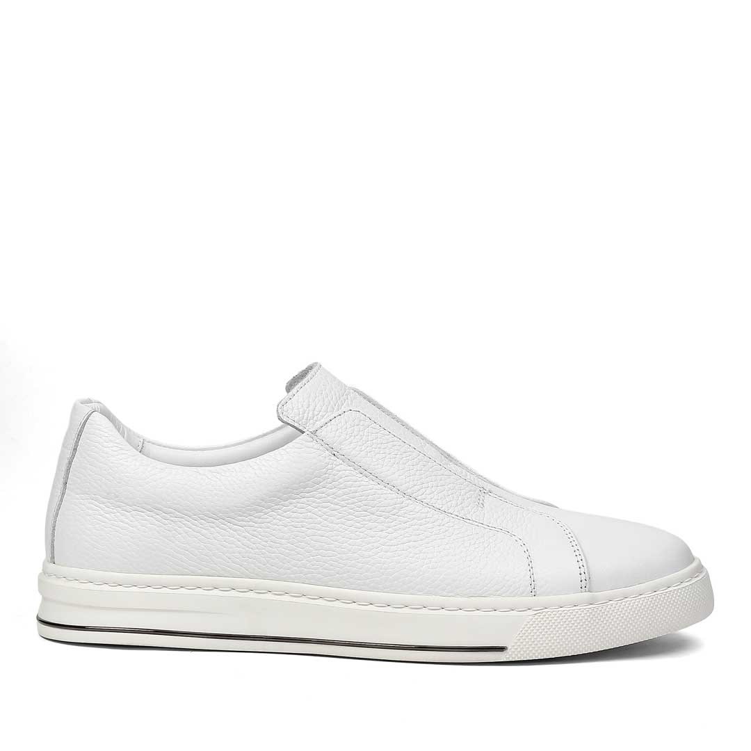 Erkek Beyaz Kalın Tabanlı Deri Sneaker