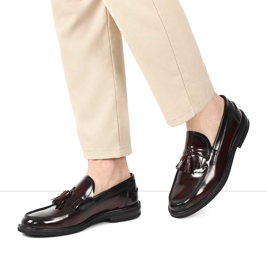 Erkek Bordo Açma Deri Loafer