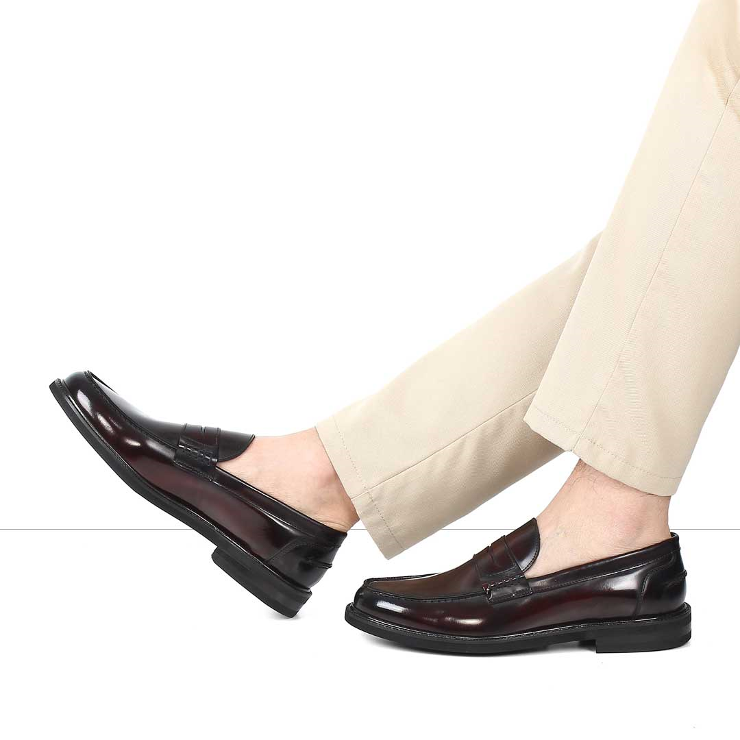 Erkek Bordo Açma Deri Loafer