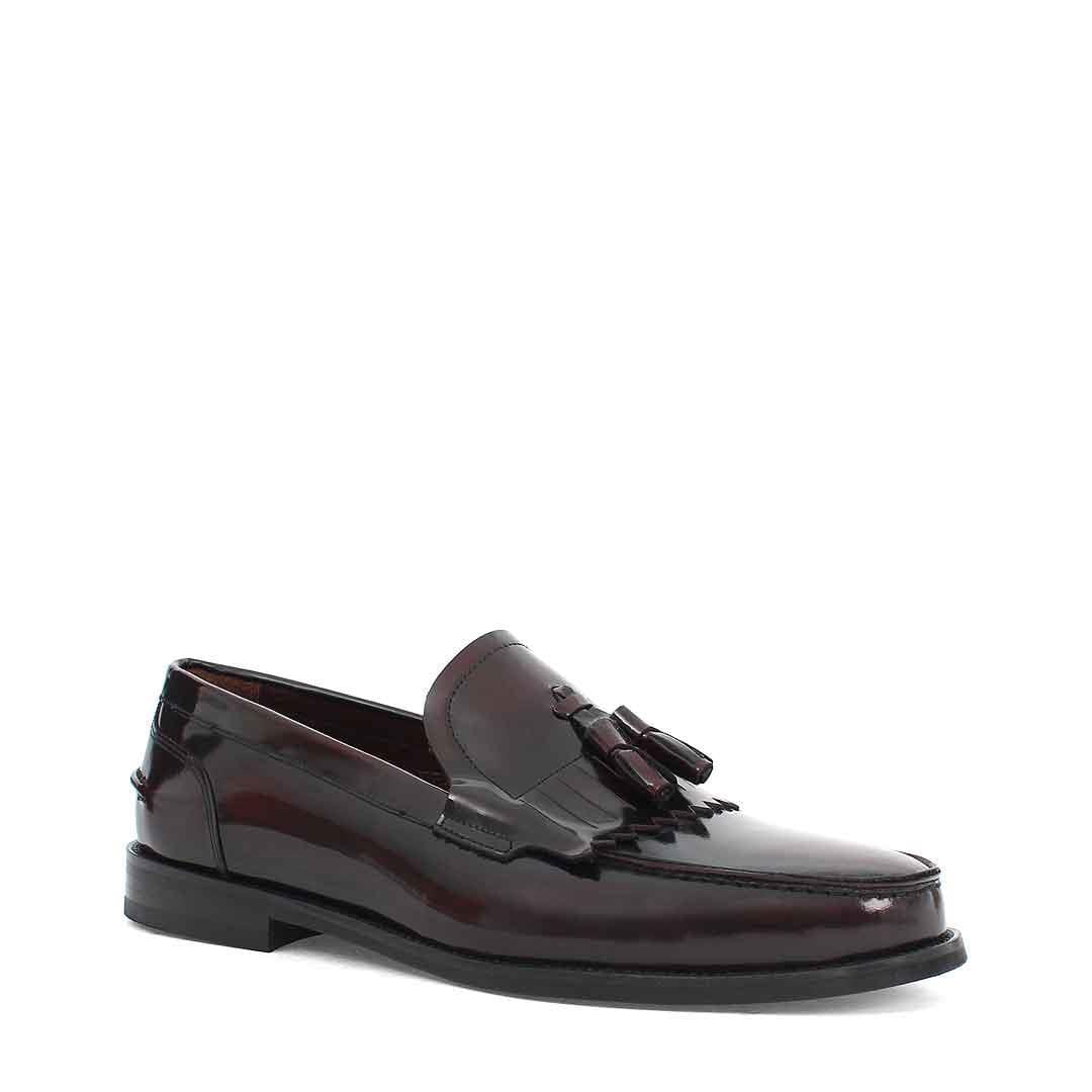 Erkek Bordo Püsküllü Açma Deri Loafer