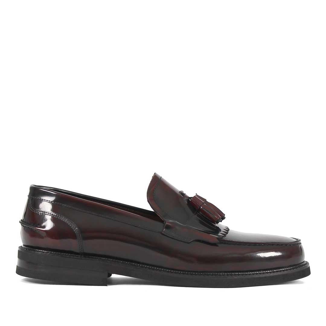 Erkek Bordo Püsküllü Açma Deri Loafer