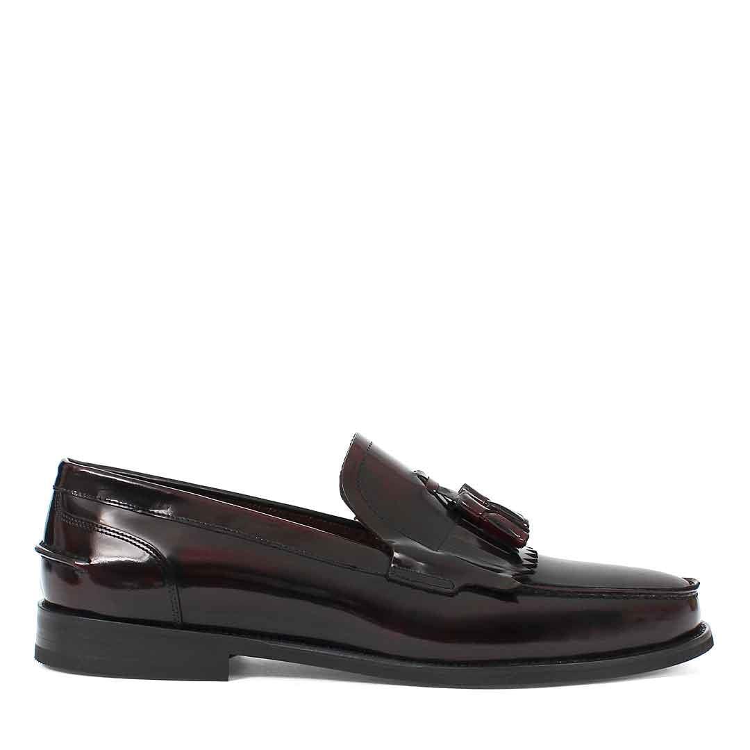 Erkek Bordo Püsküllü Açma Deri Loafer