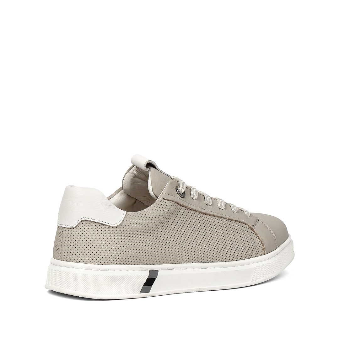 Erkek Gri Bağcıklı Kalın Tabanlı Deri Sneaker