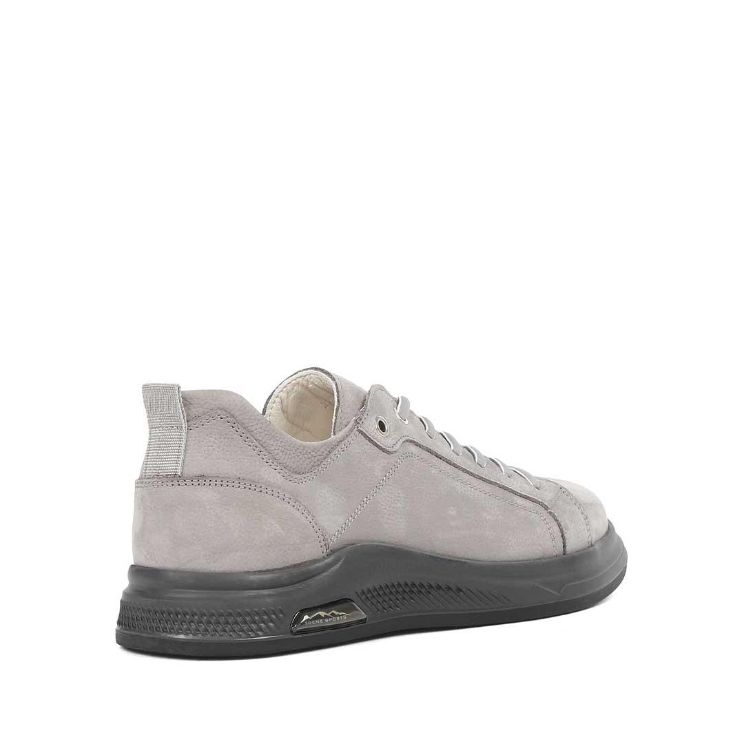 Erkek Gri Bağcıklı Kalın Tabanlı Nubuk Deri Sneaker
