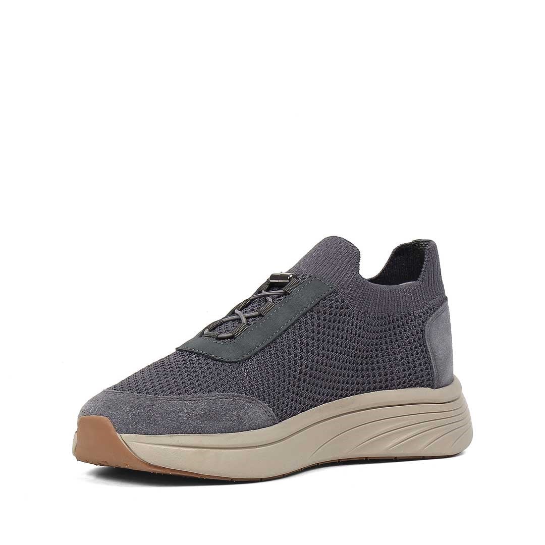 Erkek Gri Kalın Tabanlı Deri Sneaker