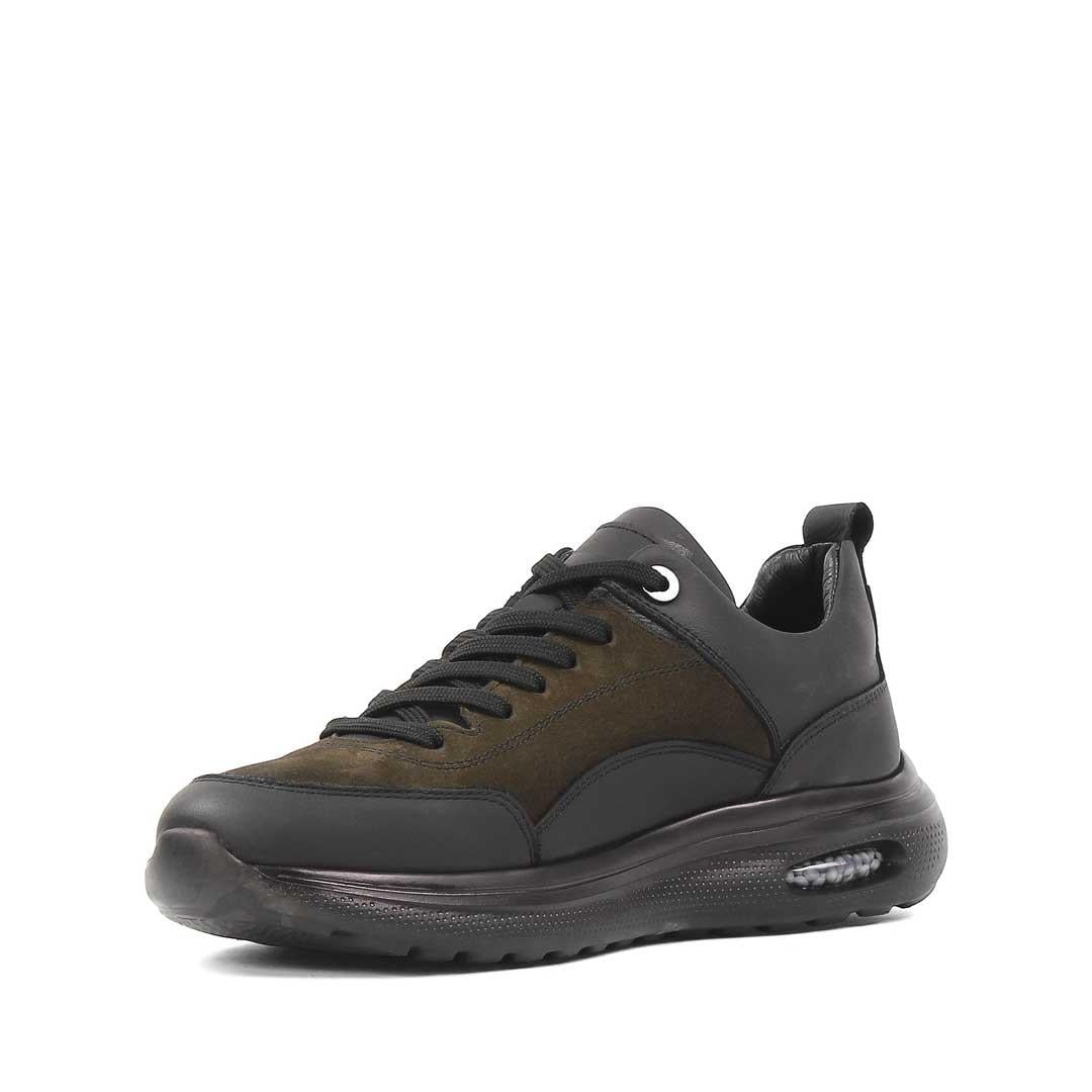 Erkek Haki Bağcıklı Kalın Tabanlı Nubuk Deri Sneaker