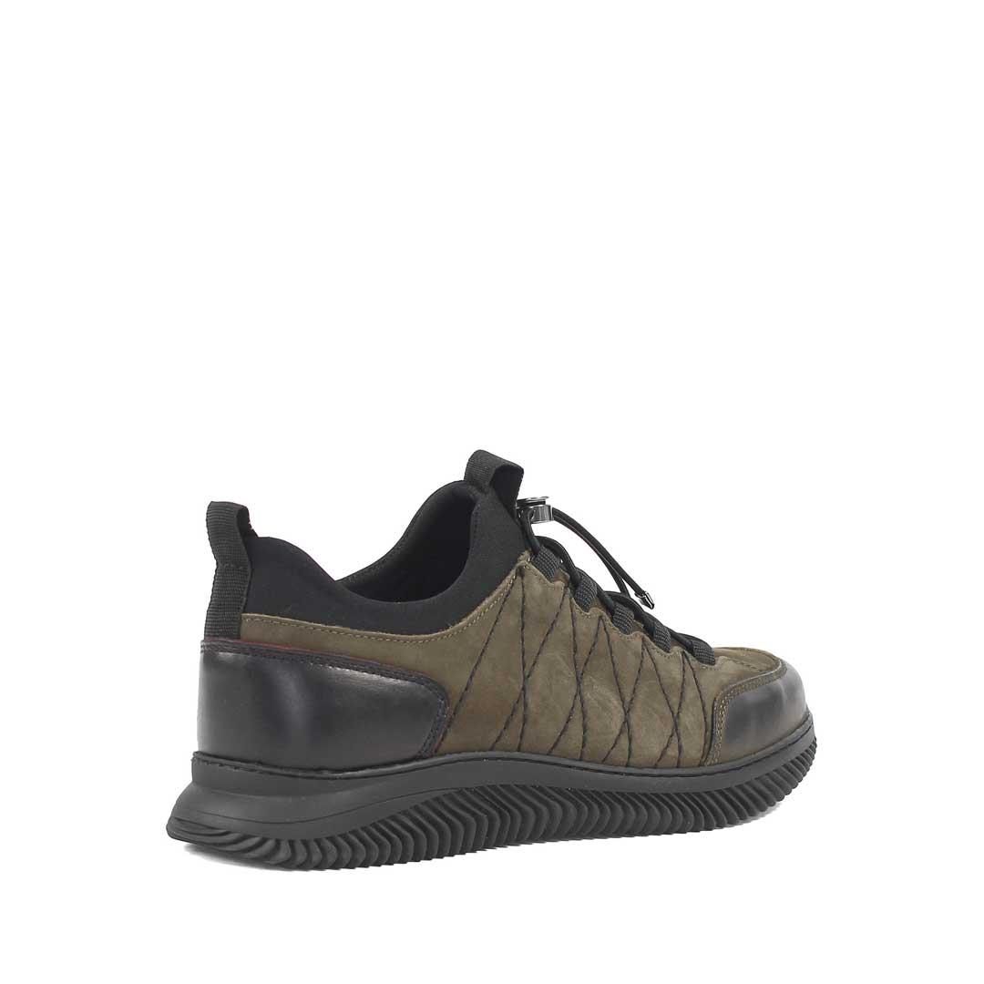 Erkek Haki Bağcıklı Kalın Tabanlı Nubuk Deri Sneaker