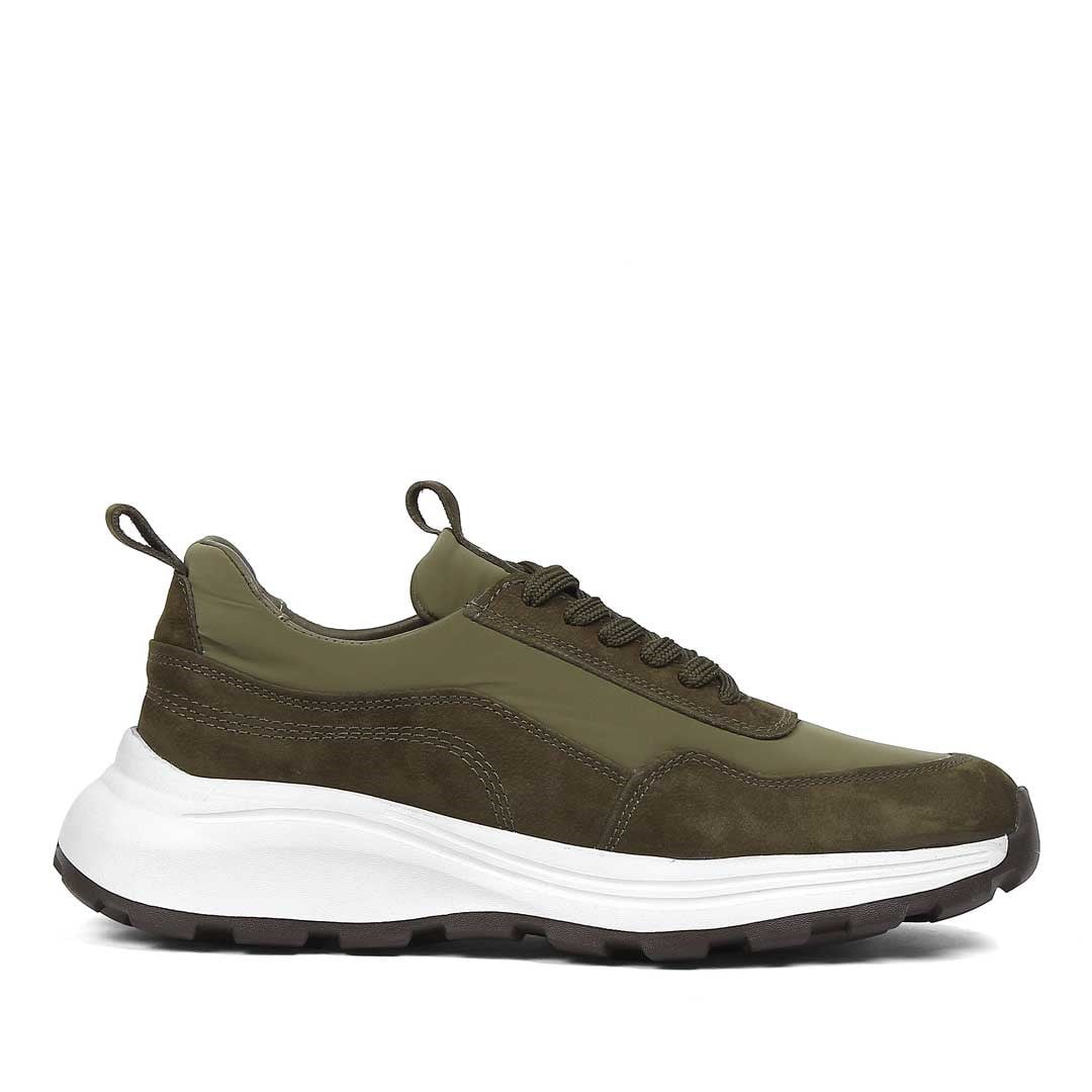 Erkek Haki Kalın Tabanlı Nubuk Deri Sneaker
