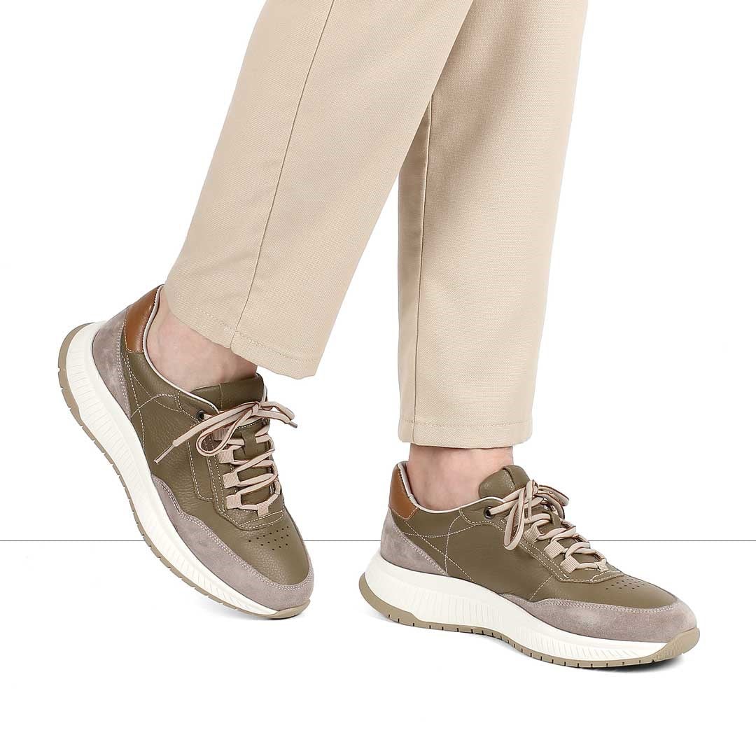 Erkek Haki Vizon Süet Deri Sneaker