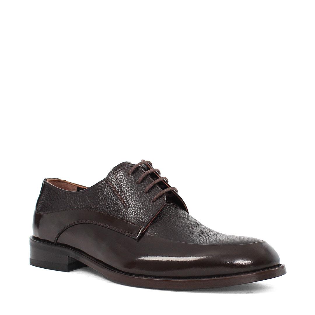 Erkek Kahverengi Bağcıklı Açma Deri Klasik Ayakkabı