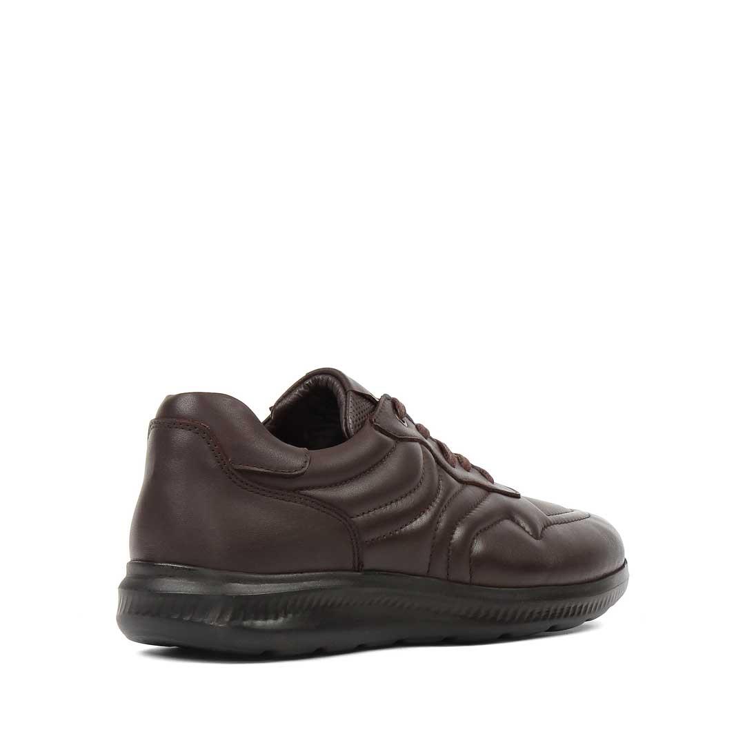 Erkek Kahverengi Bağcıklı Kalın Tabanlı Deri Sneaker