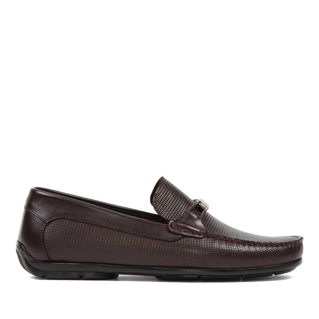 Erkek Kahverengi Baskılı Deri Loafer