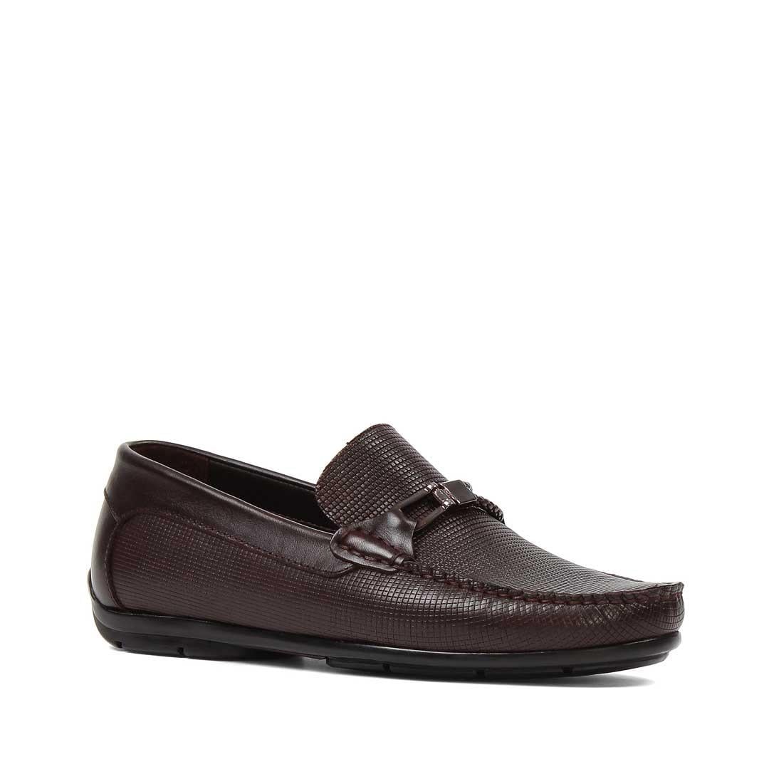 Erkek Kahverengi Baskılı Deri Loafer