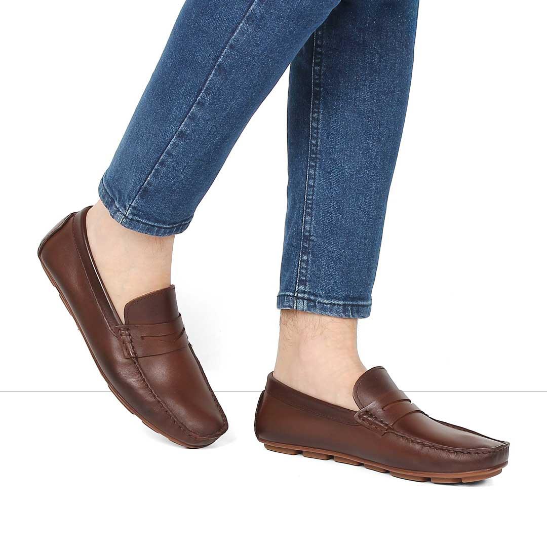 Erkek Kahverengi Deri Loafer