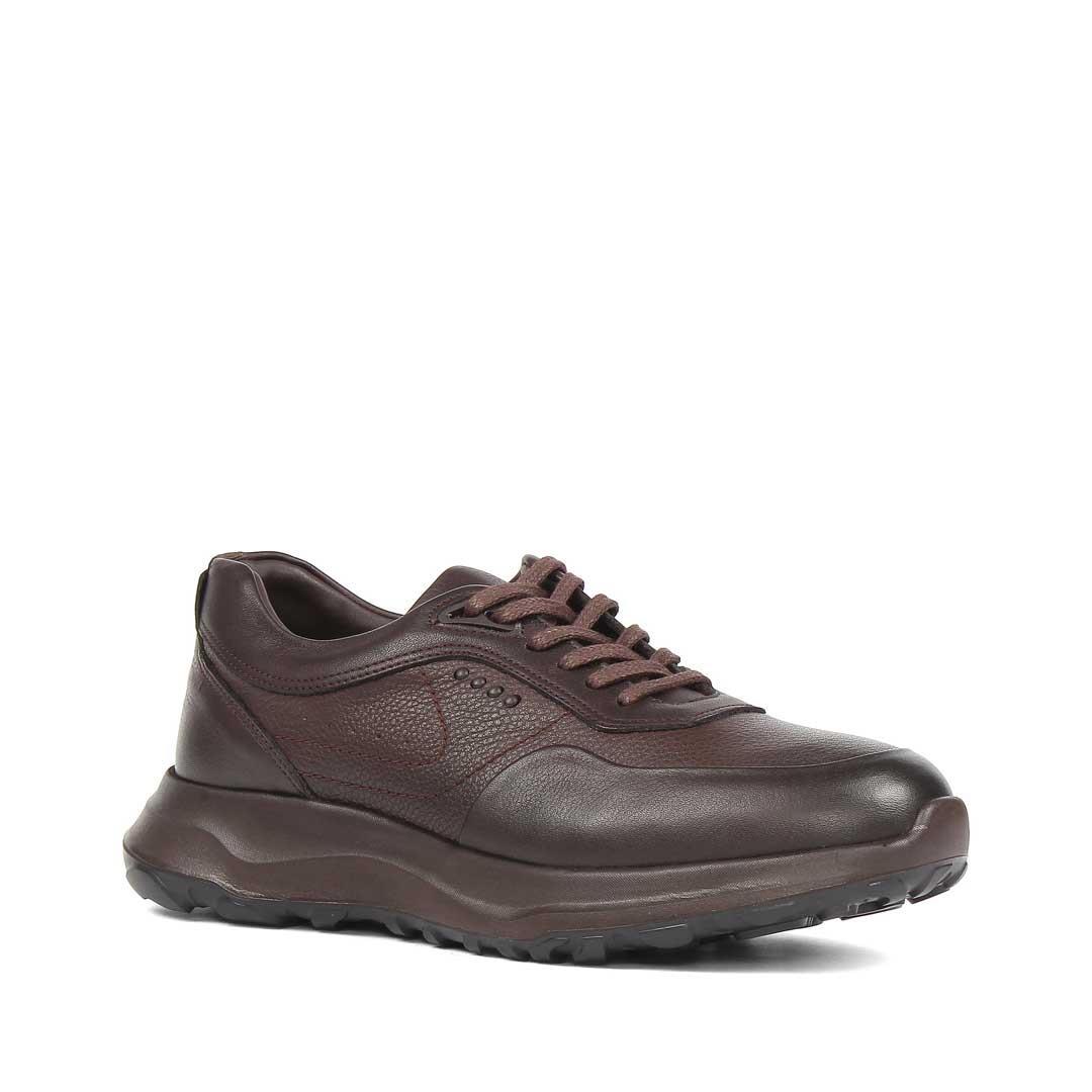 Erkek Kahverengi Kalın Tabanlı Deri Sneaker
