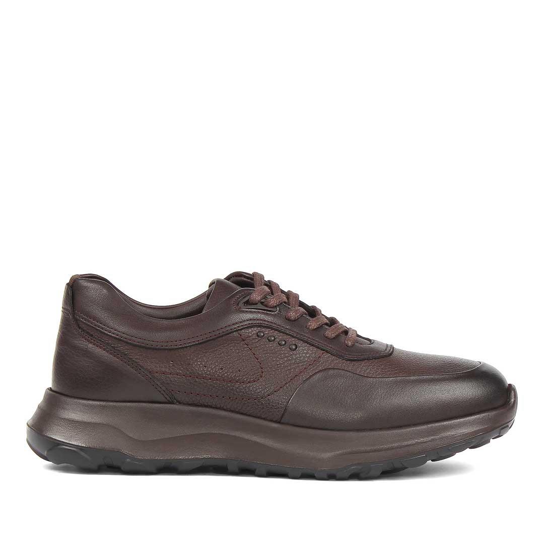 Erkek Kahverengi Kalın Tabanlı Deri Sneaker