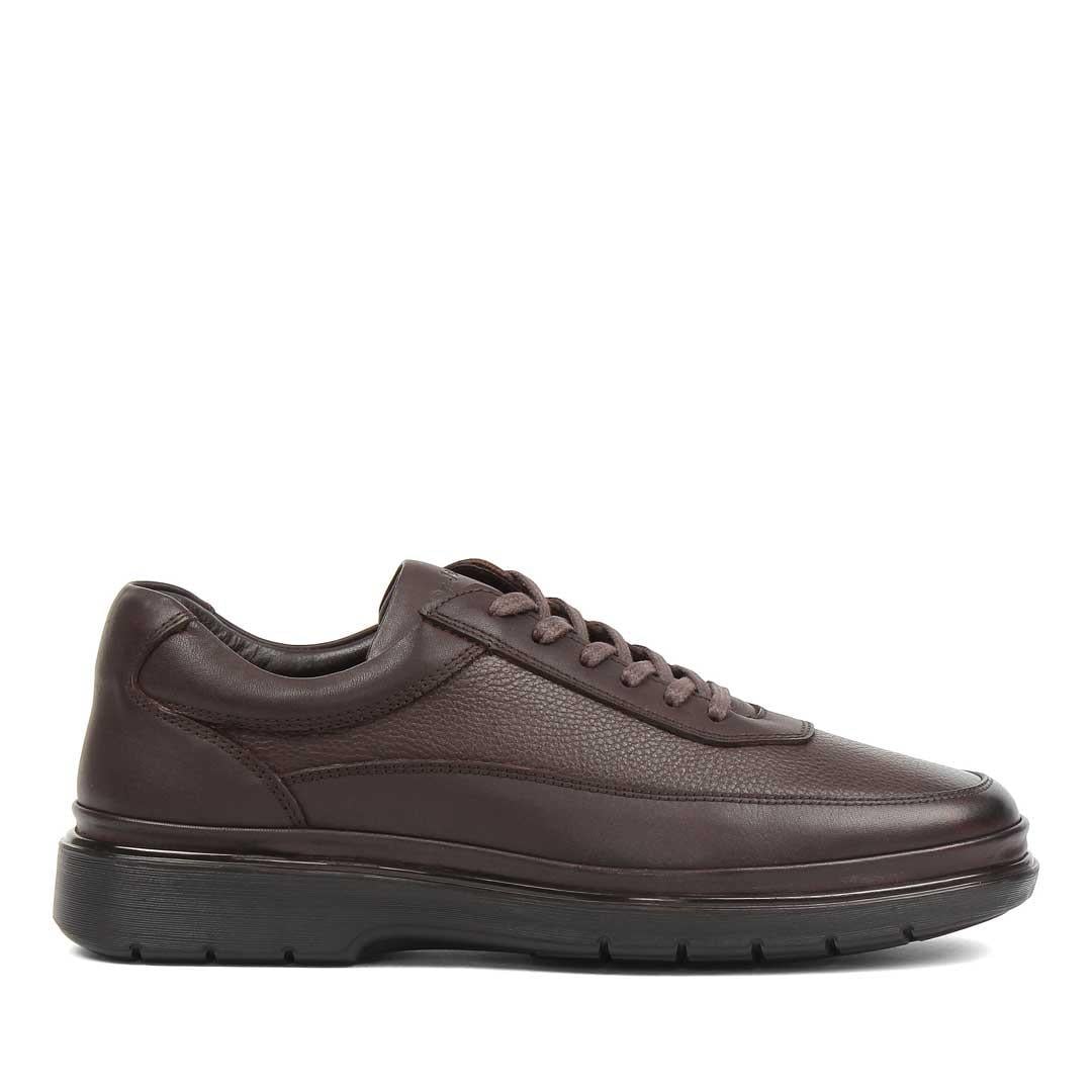 Erkek Kahverengi Kalın Tabanlı Deri Sneaker