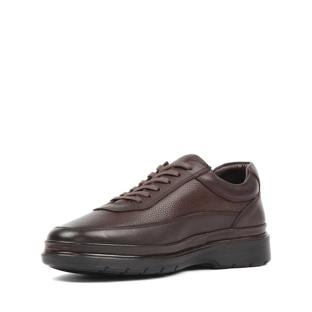 Erkek Kahverengi Kalın Tabanlı Deri Sneaker