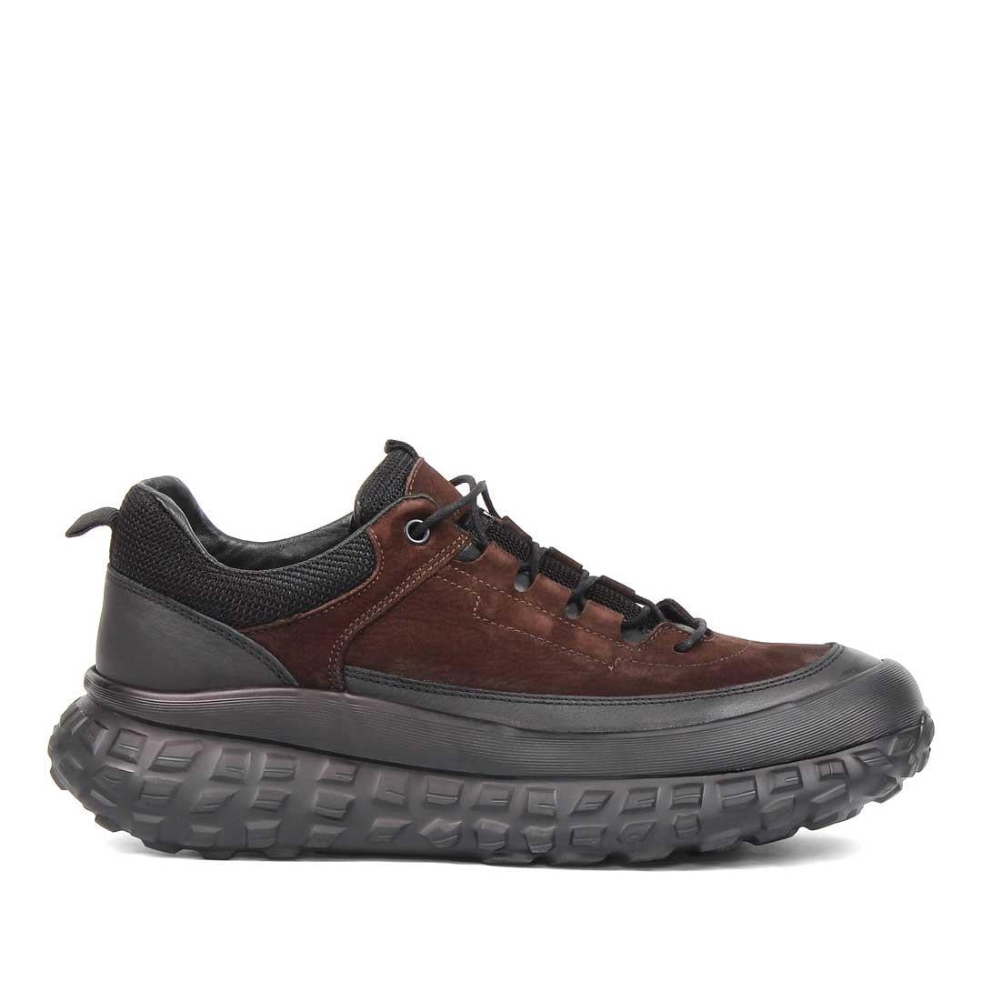 Erkek Kahverengi Kalın Tabanlı Nubuk Deri Sneaker
