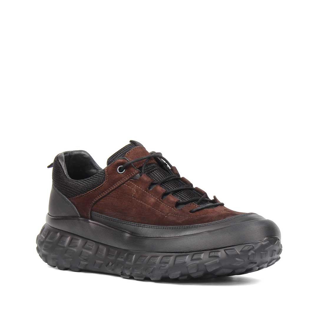 Erkek Kahverengi Kalın Tabanlı Nubuk Deri Sneaker