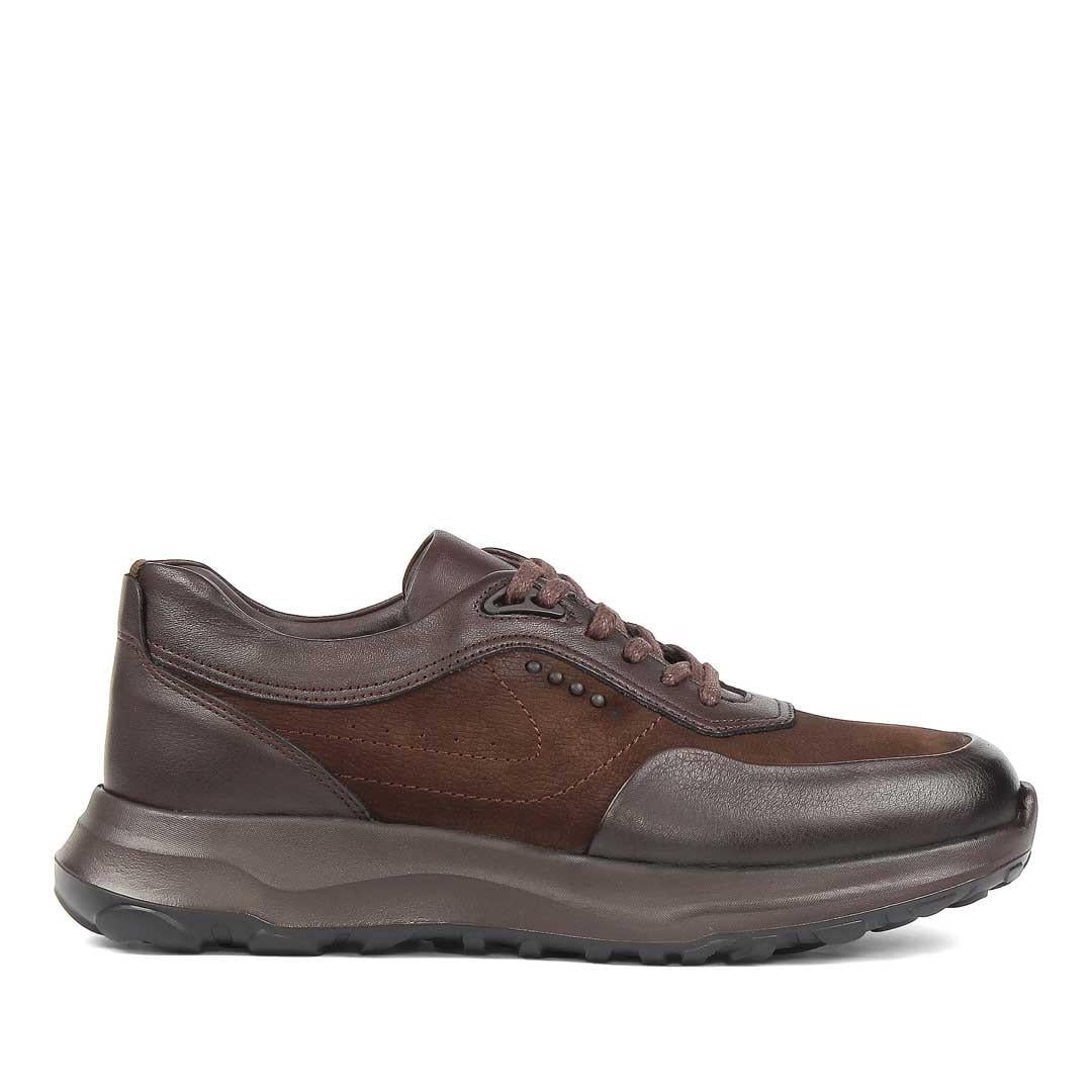 Erkek Kahverengi Kalın Tabanlı Nubuk Deri Sneaker