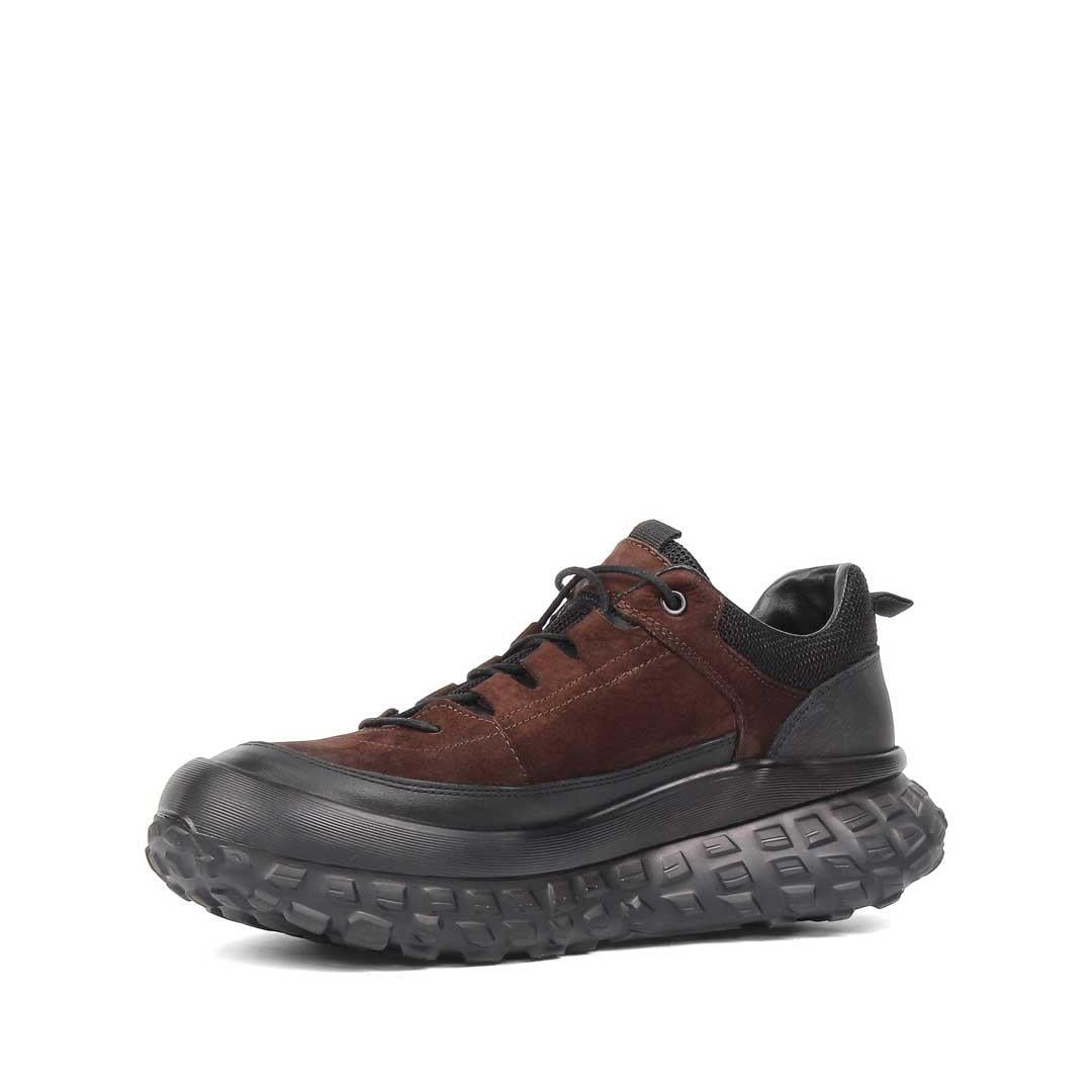 Erkek Kahverengi Kalın Tabanlı Nubuk Deri Sneaker