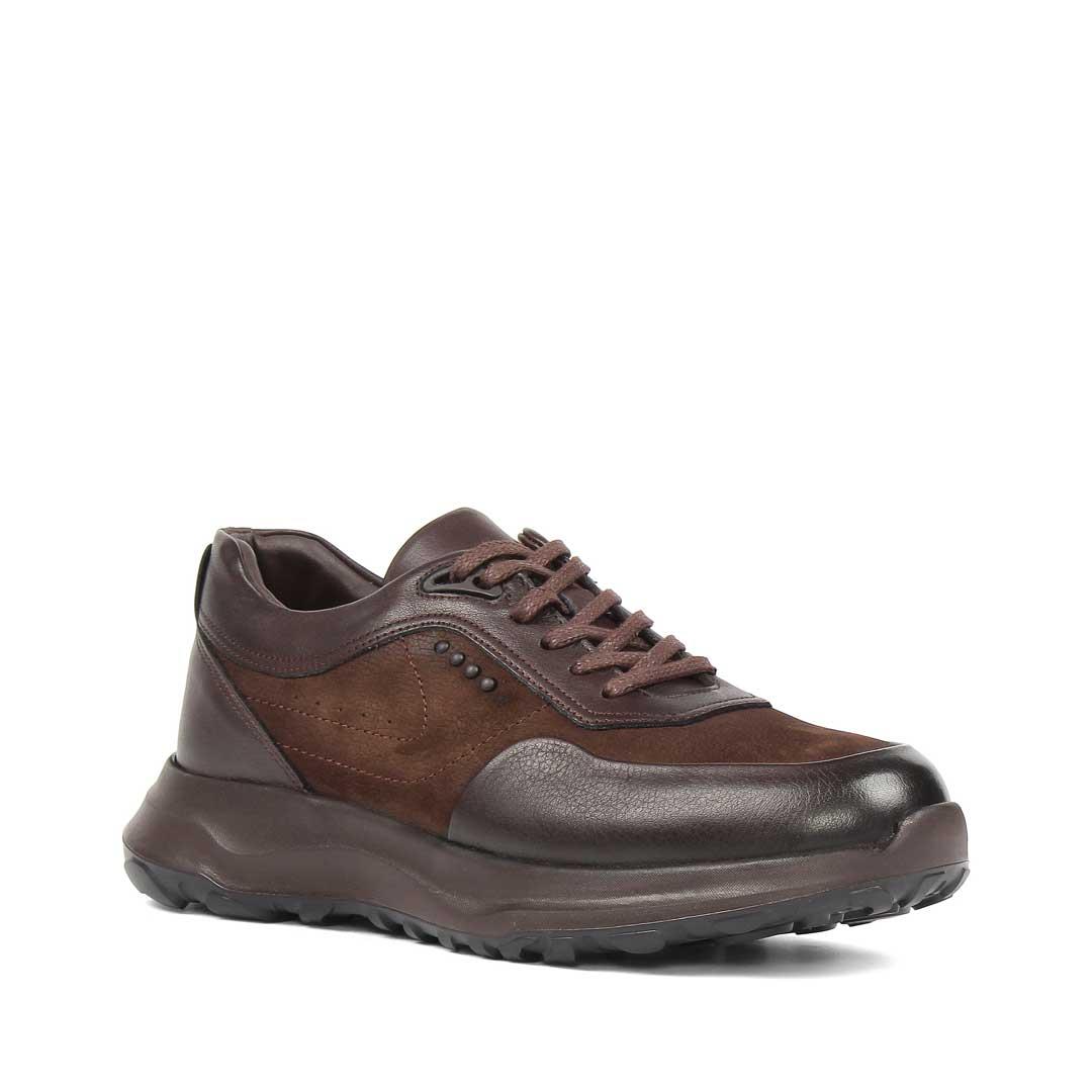 Erkek Kahverengi Kalın Tabanlı Nubuk Deri Sneaker
