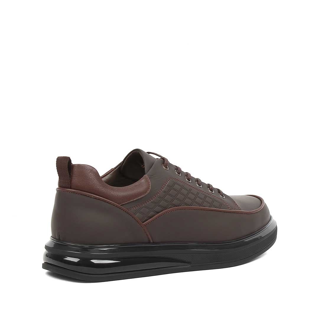 Erkek Kahverengi Mat Deri Sneaker