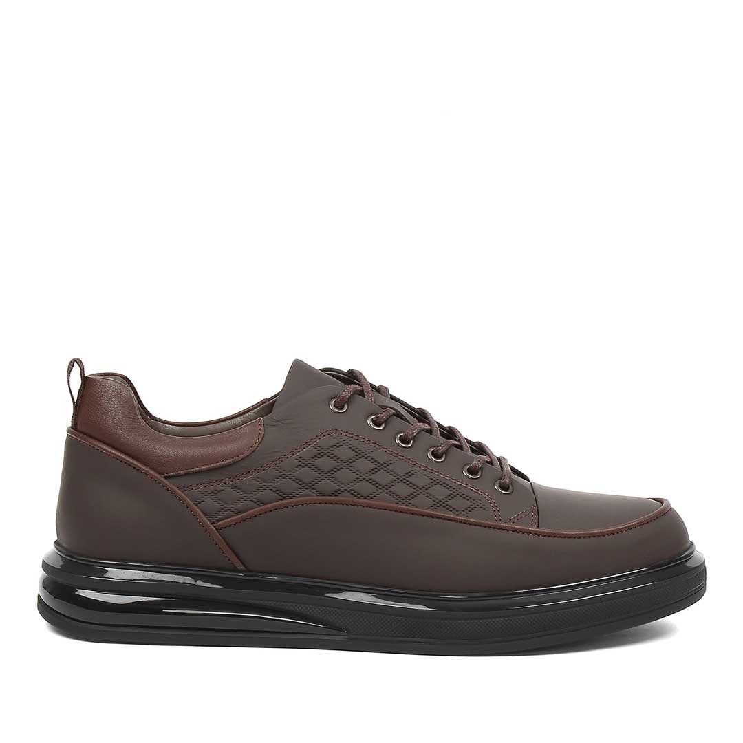 Erkek Kahverengi Mat Deri Sneaker