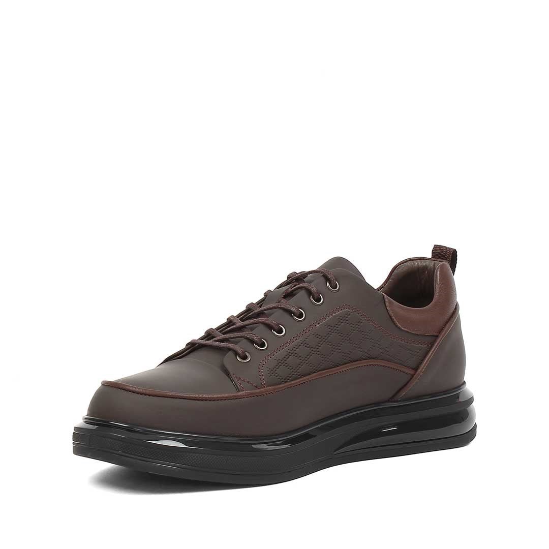 Erkek Kahverengi Mat Deri Sneaker