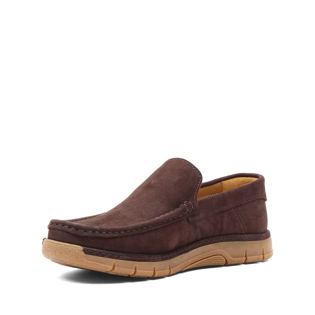 Erkek Kahverengi Nubuk Deri Loafer