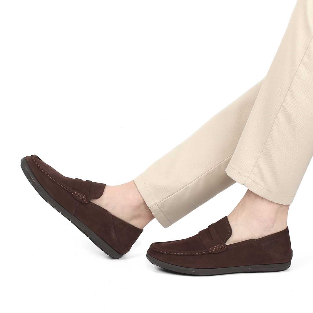 Erkek Kahverengi Nubuk Deri Loafer