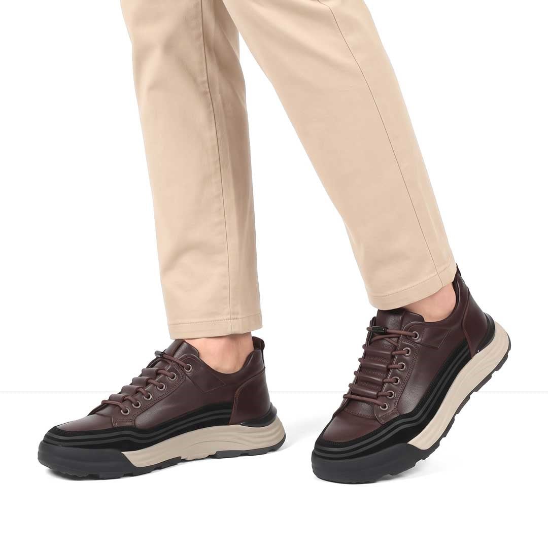 Erkek Kahverengi Siyah Süet Deri Sneaker