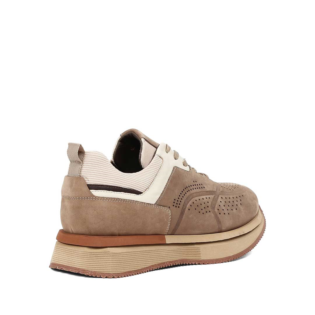 Erkek Kum Kalın Tabanlı Nubuk Deri Sneaker