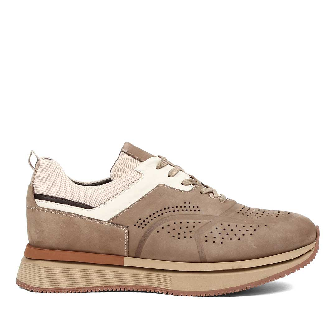 Erkek Kum Kalın Tabanlı Nubuk Deri Sneaker