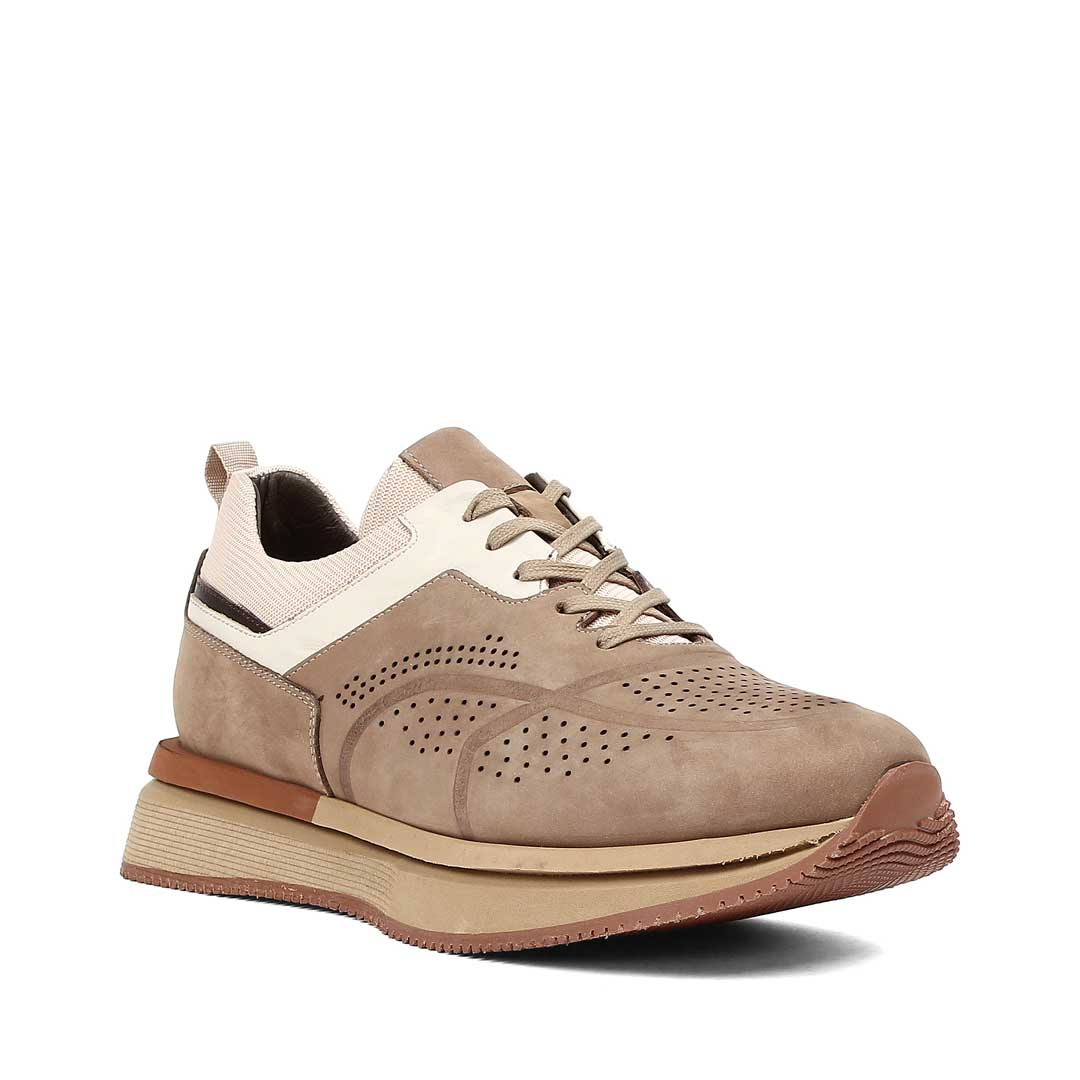 Erkek Kum Kalın Tabanlı Nubuk Deri Sneaker