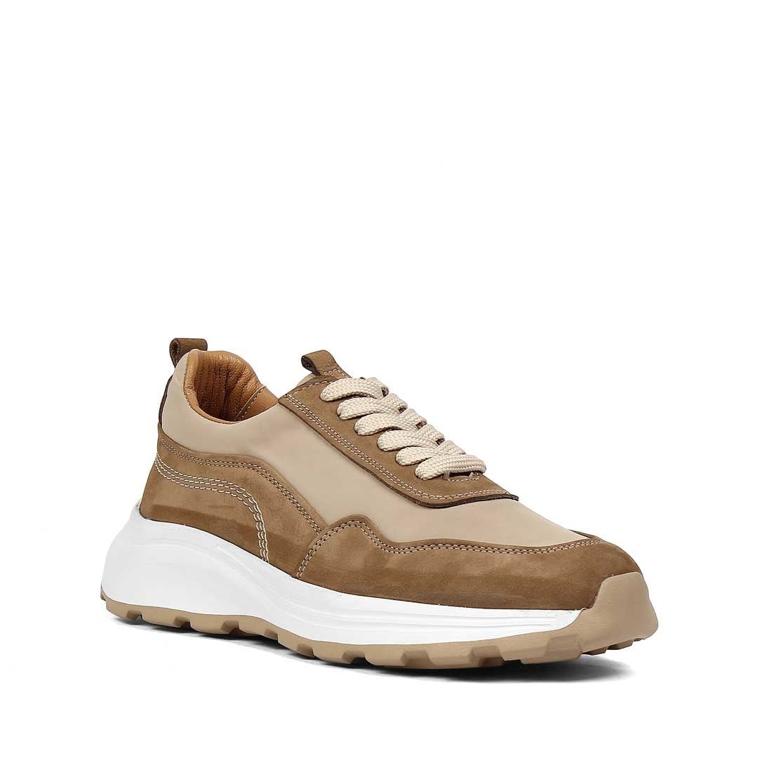 Erkek Kum Kalın Tabanlı Nubuk Deri Sneaker