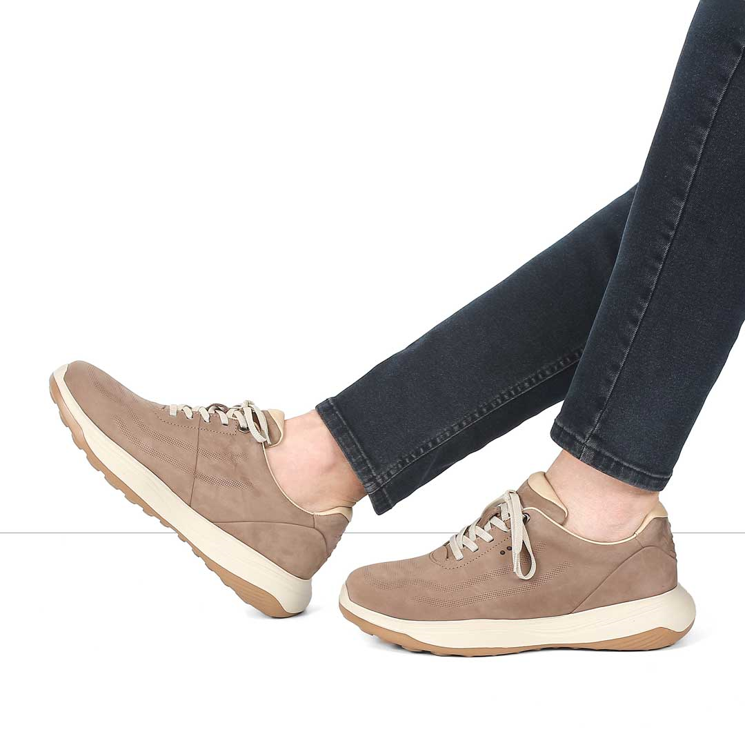 Erkek Kum Kalın Tabanlı Nubuk Deri Sneaker