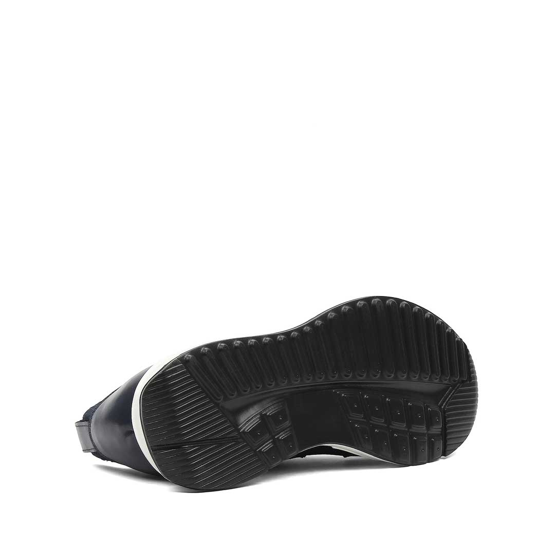 Erkek Lacivert Bağcıklı Deri Sneaker