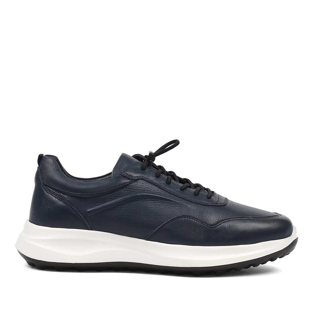 Erkek Lacivert Bağcıklı Kalın Tabanlı Sneaker