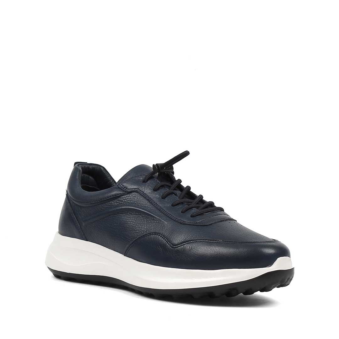 Erkek Lacivert Bağcıklı Kalın Tabanlı Sneaker